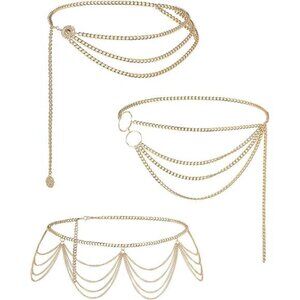 3 Pcs Silver Gold Waist Chain for Body Multi Layer Metal Chain Belts